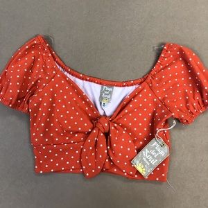 Cropped tie front top